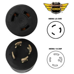 Generator Adapter 4 PRONG L14-30 Male To L5-30 Female -RV accessories generator adapter 4 prong l14 30 male to l5 30 female 22283.1642099078