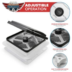 11" X 11" RV Roof Vent Fan Black Lid 20 11" X 11" RV Roof Vent Fan Black Lid -RV accessories leisure coachworks 11 x 11 rv roof vent fan black lid 69149.1671153659