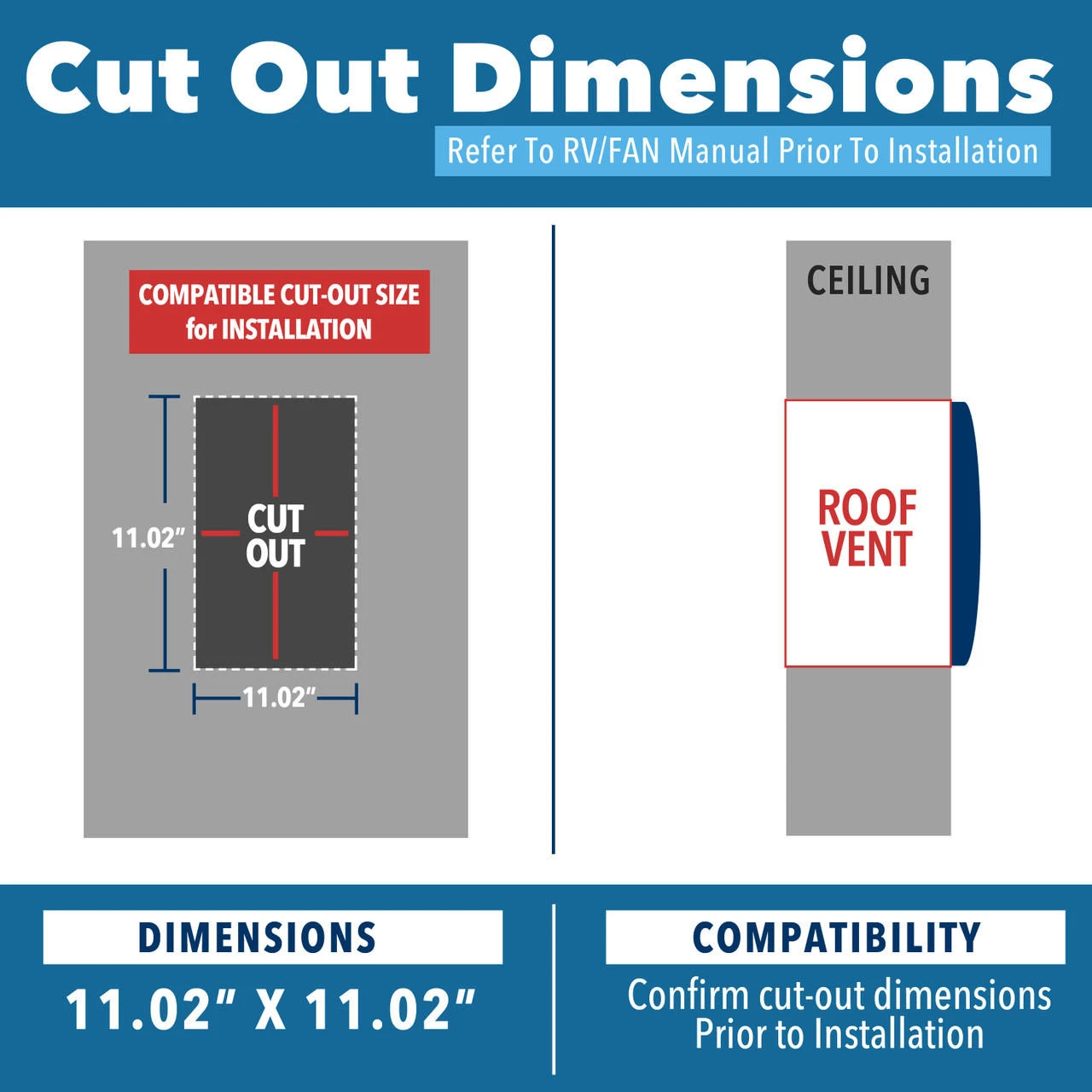 11" X 11" RV Roof Vent Fan Black Lid 10 11" X 11" RV Roof Vent Fan Black Lid - Image 8