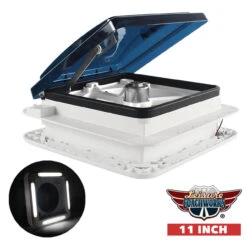 11" X 11" RV Roof Vent Fan With LED Light And Smoked Lid