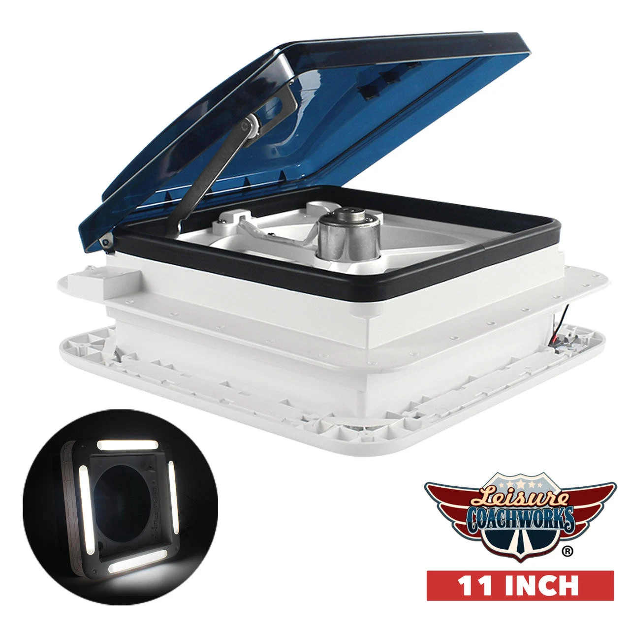 11" X 11" RV Roof Vent Fan With LED Light And Smoked Lid 3 11" X 11" RV Roof Vent Fan With LED Light And Smoked Lid