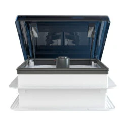 14" X 14" RV Roof Vent 2-Way 5 Speed Fan With Powered Riser Rain Sensor Remote And Smoked Lid -RV accessories leisure coachworks 14 x 14 rv roof vent 2 way 5 speed fan with powered riser rain sensor remote and smoked lid 45607.1673315586