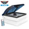 14" X 14" RV Roof Vent 2-Way 5 Speed Fan With Powered Riser Rain Sensor Remote And Smoked Lid