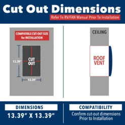 14" X 14" RV Roof Vent 2-Way 6 Speed Fan With Manual Riser And Smoked Lid -RV accessories leisure coachworks 14 x 14 rv roof vent 2 way 6 speed fan with manual riser and smoked lid 52235.1642098968