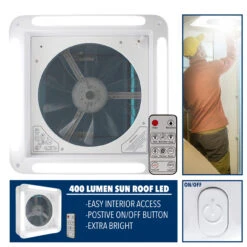 14" X 14" RV Roof Vent 2-Way 6 Speed Fan With Powered Riser Rain Sensor Led Remote And Smoked Lid -RV accessories leisure coachworks 14 x 14 rv roof vent 2 way 6 speed fan with powered riser rain sensor led remote and smoked lid 00350.1642098960