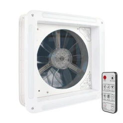 14" X 14" RV Roof Vent 2-Way 6 Speed Fan With Powered Riser Rain Sensor Led Remote And Smoked Lid -RV accessories leisure coachworks 14 x 14 rv roof vent 2 way 6 speed fan with powered riser rain sensor led remote and smoked lid 49601.1642094850