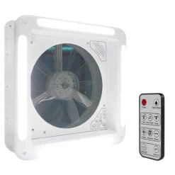 14" X 14" RV Roof Vent 2-Way 6 Speed Fan With Powered Riser Rain Sensor Led Remote And Smoked Lid -RV accessories leisure coachworks 14 x 14 rv roof vent 2 way 6 speed fan with powered riser rain sensor led remote and smoked lid 68465.1642098213