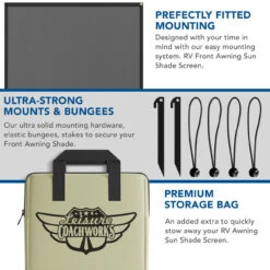 RV Awning Sun Shade Black Mesh Screen UV, Wind Blocker -RV accessories leisure coachworks rv awning sun shade black mesh screen uv wind blocker 17815.1653667986