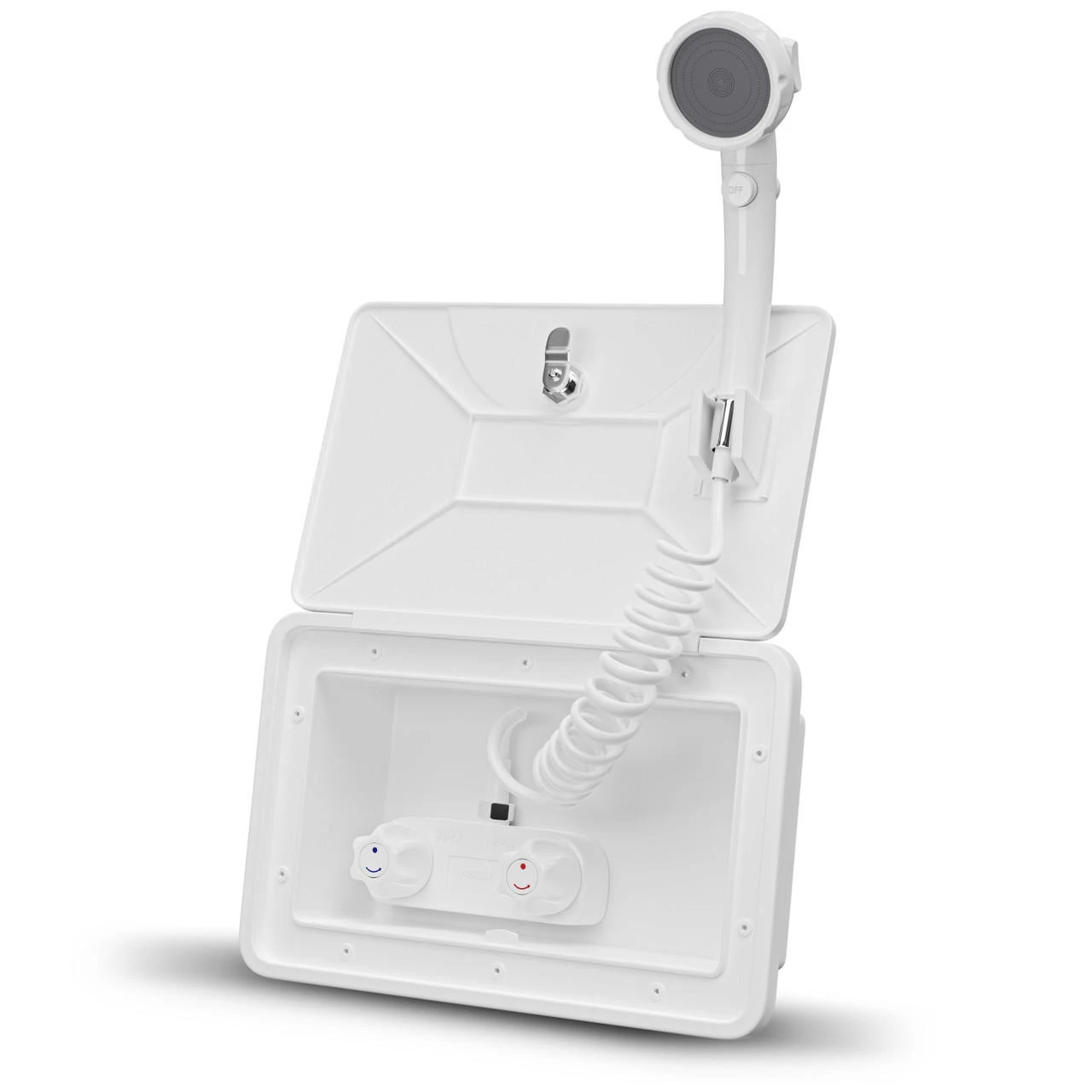 Leisure Coachworks RV Outdoor Shower Box Kit Exterior Faucet Cowboy Shower For Camper, Van, Travel Trailer, Motorhome & Boat 10 Leisure Coachworks RV Outdoor Shower Box Kit Exterior Faucet Cowboy Shower For Camper, Van, Travel Trailer, Motorhome & Boat - Image 8