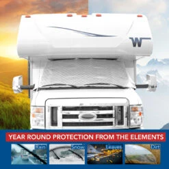 RV Sunshade Silver Windshield Cover 4 Layer Insulation For Class C Ford 1997-2021 -RV accessories leisure coachworks rv sunshade silver windshield cover 4 layer insulation for class c ford 1997 2021 24365.1642097513