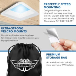 Shower RV Skylight Insulator | Fits 14x22 RV/Camper Skylight -RV accessories leisure coachworks shower rv skylight insulator or fits 14x22 rvcamper skylight 00145.1644774274