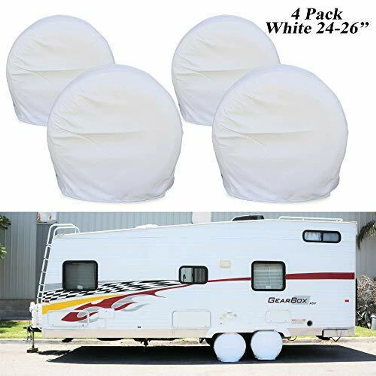 Leisure Coachworks Tire Covers For RV Wheel Set Of 4 Motorhome Wheel Covers Waterproof Oxford Cotton Tire Protectors Tire Covers Fits 24" To 26" Tire Diameters 3 Leisure Coachworks Tire Covers For RV Wheel Set Of 4 Motorhome Wheel Covers Waterproof Oxford Cotton Tire Protectors Tire Covers Fits 24" To 26" Tire Diameters