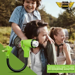 12" 90-Degree Dogbone RV Adapter 30 Amp Male And 50 Amp Female With Twist Lock And LED Power Indicator (30 Amp Male - 50 Amp Female Twist) -RV accessories leisure cords 12 90 degree dogbone rv adapter 30 amp male and 50 amp female with twist lock and led power indicator 30 amp male 50 amp female twist 27708.1674094140