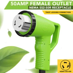 12" 90-Degree Dogbone RV Adapter 30 Amp Male And 50 Amp Female With Twist Lock And LED Power Indicator (30 Amp Male - 50 Amp Female Twist) -RV accessories leisure cords 12 90 degree dogbone rv adapter 30 amp male and 50 amp female with twist lock and led power indicator 30 amp male 50 amp female twist 72208.1674094142