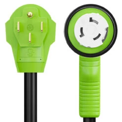 12" 90-Degree Dogbone RV Adapter 50 Amp Male And 50 Amp Female With Twist Lock And LED Power Indicator (50 Amp Male - 50 Amp Female Twist) -RV accessories leisure cords 12 90 degree dogbone rv adapter 50 amp male and 50 amp female with twist lock and led power indicator 50 amp male 50 amp female twist 74402.1684387315