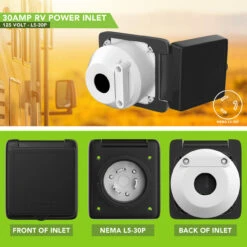 125V 30 AMP Power Plug Twist Lock Inlet With 3 Stainless Steel Pins, Black -RV accessories leisure cords 125v 30 amp power plug twist lock inlet with 3 stainless steel pins black 58645.1653682870