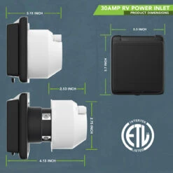 125V 30 AMP Power Plug Twist Lock Inlet With 3 Stainless Steel Pins, Black -RV accessories leisure cords 125v 30 amp power plug twist lock inlet with 3 stainless steel pins black 88452.1653682735