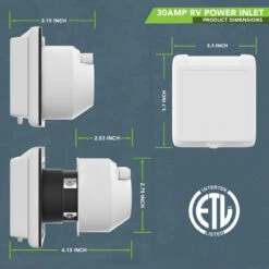 125V 30 AMP Power Plug Twist Lock Inlet With 3 Stainless Steel Pins, White -RV accessories leisure cords 125v 30 amp power plug twist lock inlet with 3 stainless steel pins white 42137.1653682835