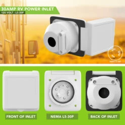 125V 30 AMP Power Plug Twist Lock Inlet With 3 Stainless Steel Pins, White -RV accessories leisure cords 125v 30 amp power plug twist lock inlet with 3 stainless steel pins white 90148.1653682858