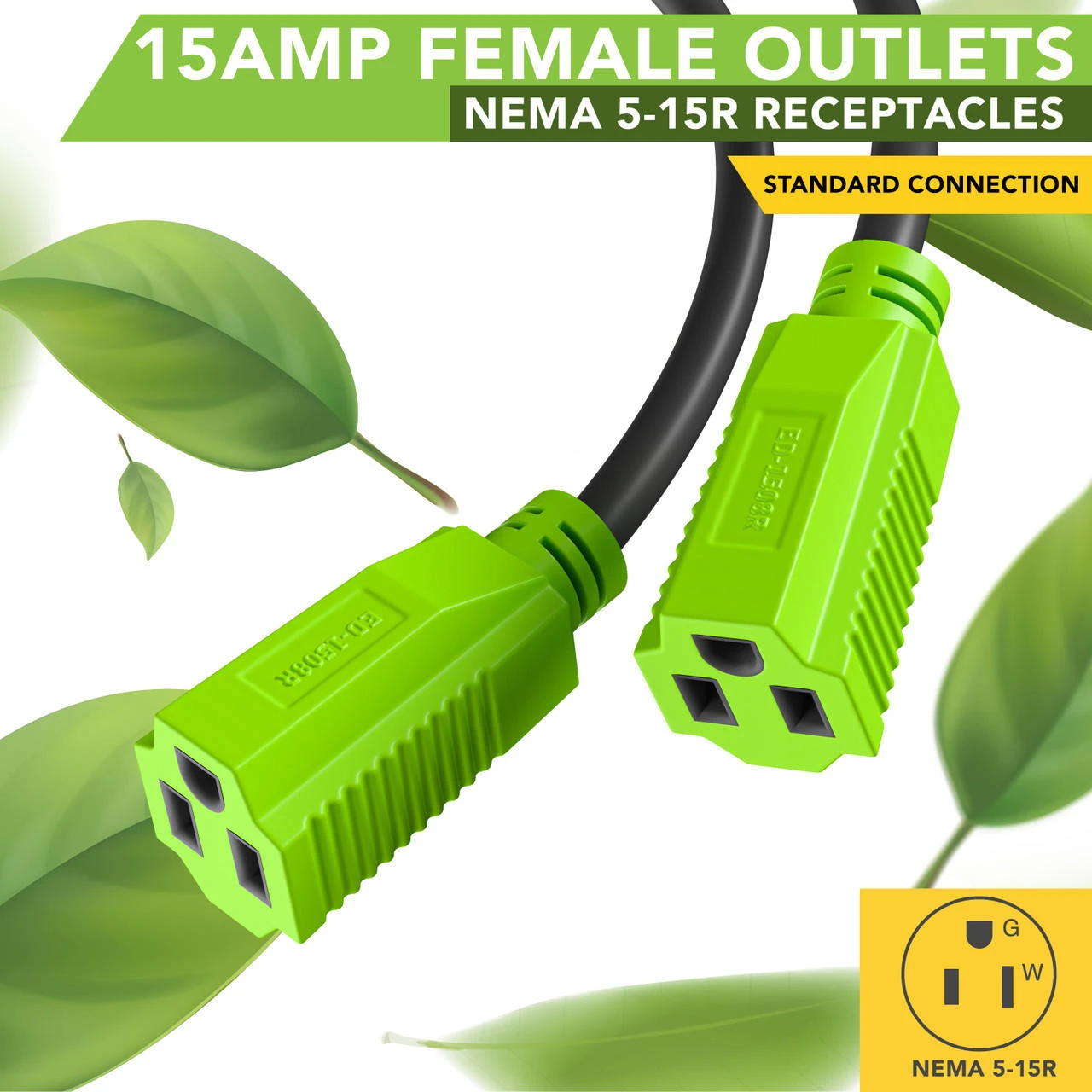 Leisure Cords 24'' RV Y Adapter Cord 30 Amp Male Plug To Two 15 Amp Female 2.5 Feet With Handle (30A Male To 2-15A Female) 5 Leisure Cords 24'' RV Y Adapter Cord 30 Amp Male Plug To Two 15 Amp Female 2.5 Feet With Handle (30A Male To 2-15A Female) - Image 3