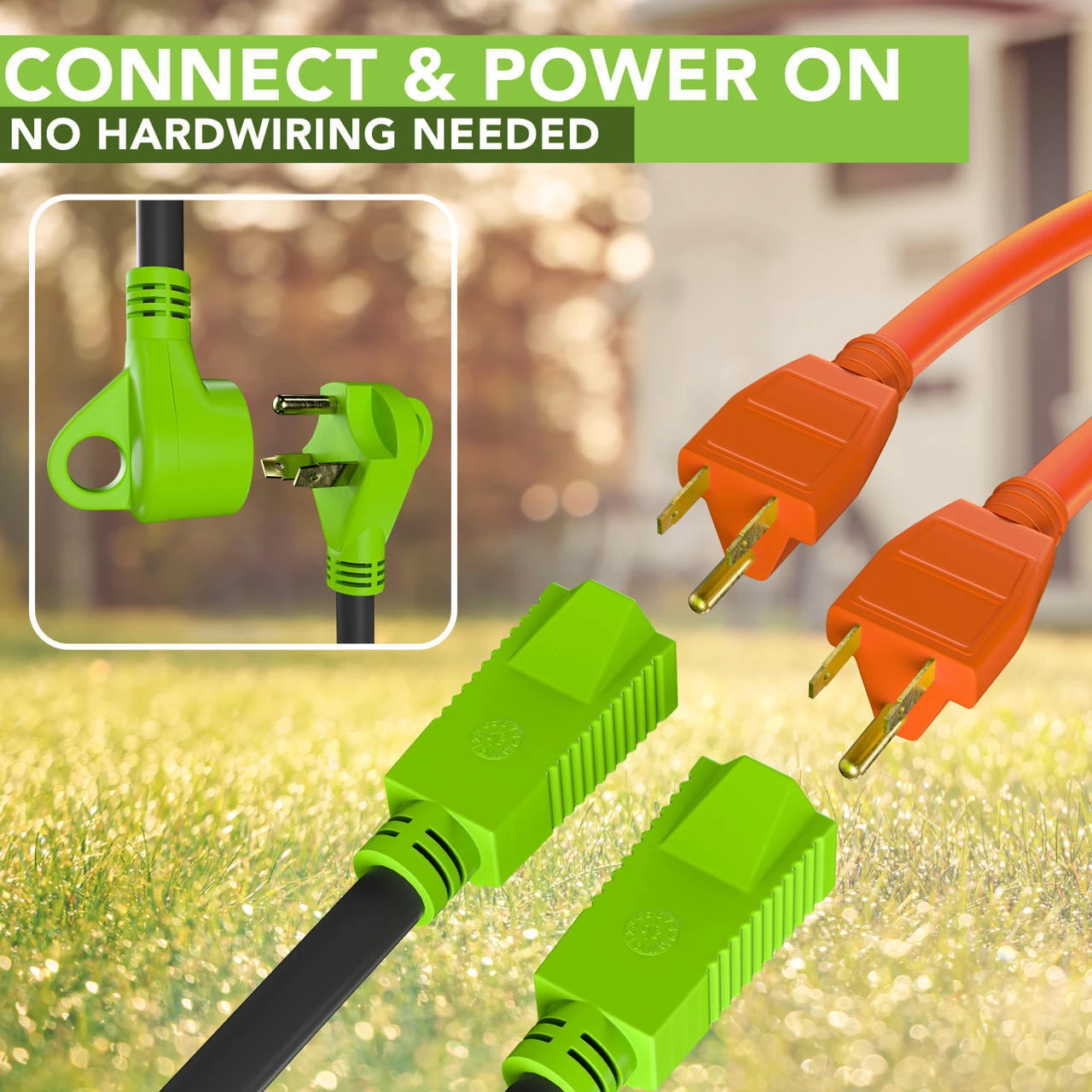 Leisure Cords 24'' RV Y Adapter Cord 30 Amp Male Plug To Two 15 Amp Female 2.5 Feet With Handle (30A Male To 2-15A Female) 9 Leisure Cords 24'' RV Y Adapter Cord 30 Amp Male Plug To Two 15 Amp Female 2.5 Feet With Handle (30A Male To 2-15A Female) - Image 7