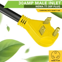 30 Amp Male To 15 Amp Female 12" Dogbone Adapter RV Electrical Converter Cord Cable -RV accessories leisure cords 30 amp male to 15 amp female 12 dogbone adapter rv electrical converter cord cable 65404.1678765115