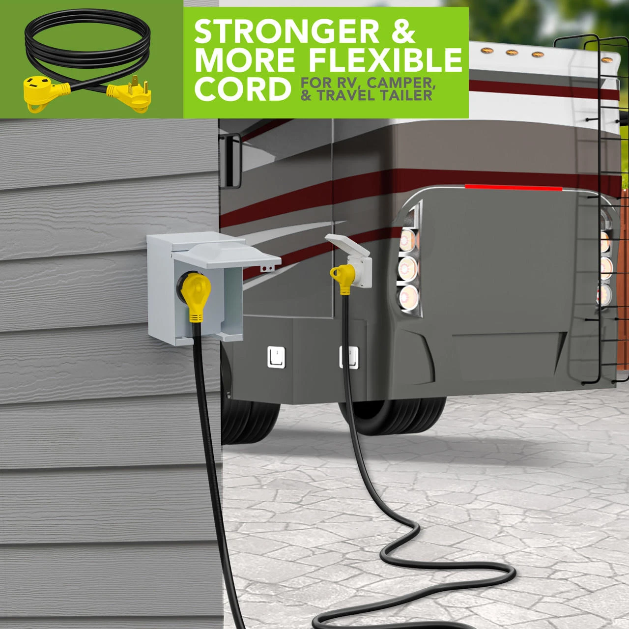 30 Amp RV Power Extension Cord With LED Power Indictor - 30 Amp Male To 30 Amp Female Standard Plug 10 Foot 8 30 Amp RV Power Extension Cord With LED Power Indictor - 30 Amp Male To 30 Amp Female Standard Plug 10 Foot - Image 6