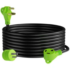 30 Amp RV Power Extension Cord With LED Power Indictor - 30 Amp Male To 30 Amp Female Standard Plug 15 Foot