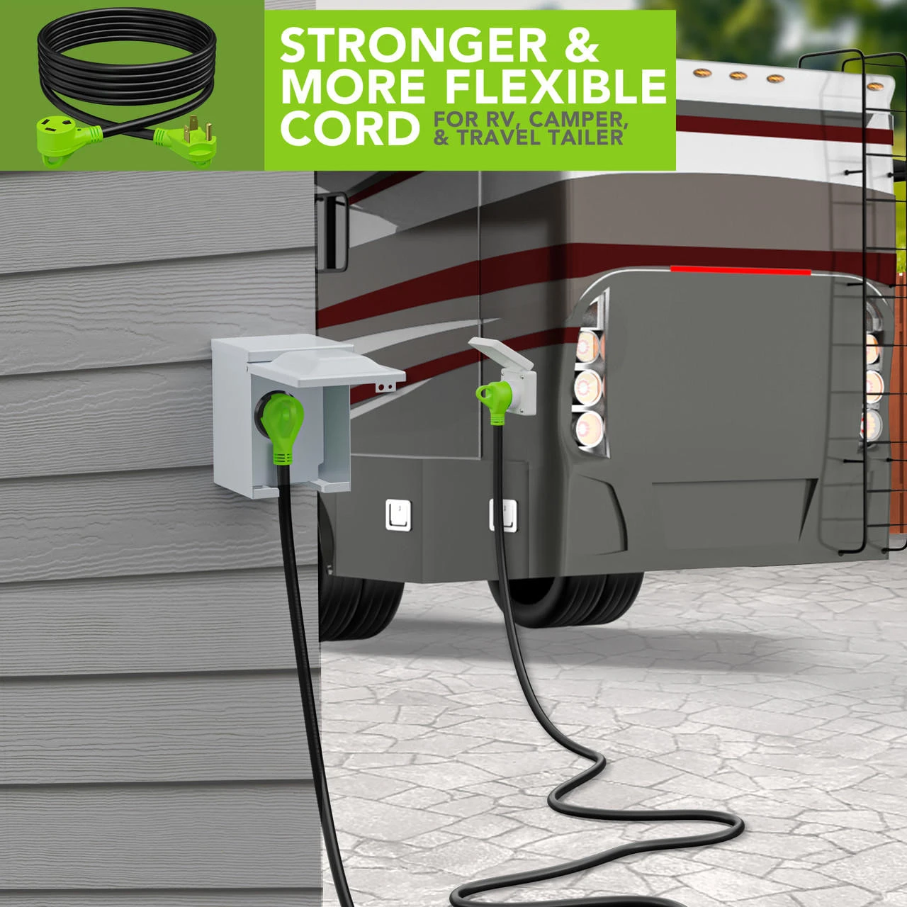 30 Amp RV Power Extension Cord With LED Power Indictor - 30 Amp Male To 30 Amp Female Standard Plug 15 Foot 8 30 Amp RV Power Extension Cord With LED Power Indictor - 30 Amp Male To 30 Amp Female Standard Plug 15 Foot - Image 6