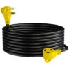 30 Amp RV Power Extension Cord With LED Power Indictor - 30 Amp Male To 30 Amp Female Standard Plug 30 Foot