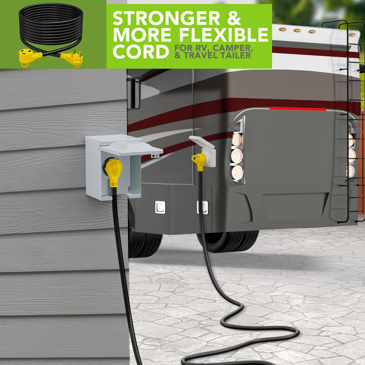 30 Amp RV Power Extension Cord With LED Power Indictor - 30 Amp Male To 30 Amp Female Standard Plug 30 Foot 8 30 Amp RV Power Extension Cord With LED Power Indictor - 30 Amp Male To 30 Amp Female Standard Plug 30 Foot - Image 6