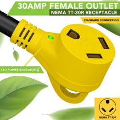 30 Amp RV Power Extension Cord With LED Power Indictor - 30 Amp Male To 30 Amp Female Standard Plug 30 Foot 13 30 Amp RV Power Extension Cord With LED Power Indictor - 30 Amp Male To 30 Amp Female Standard Plug 30 Foot -RV accessories leisure cords 30 amp rv power extension cord with led power indictor 30 amp male to 30 amp female standard plug 30 foot 77525.1682743931