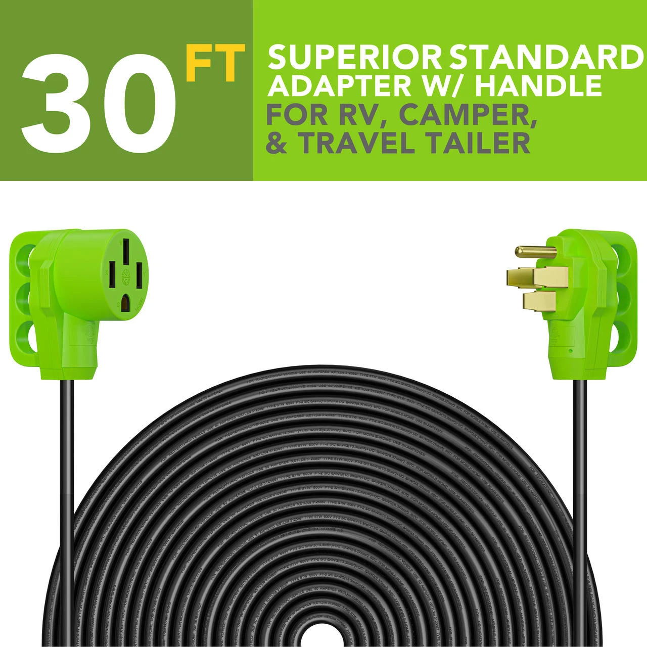 50 Amp RV Power Extension Cord With LED Power Indictor - 50 Amp Male To 50 Amp Female Standard Plug 30 Foot 4 50 Amp RV Power Extension Cord With LED Power Indictor - 50 Amp Male To 50 Amp Female Standard Plug 30 Foot - Image 2