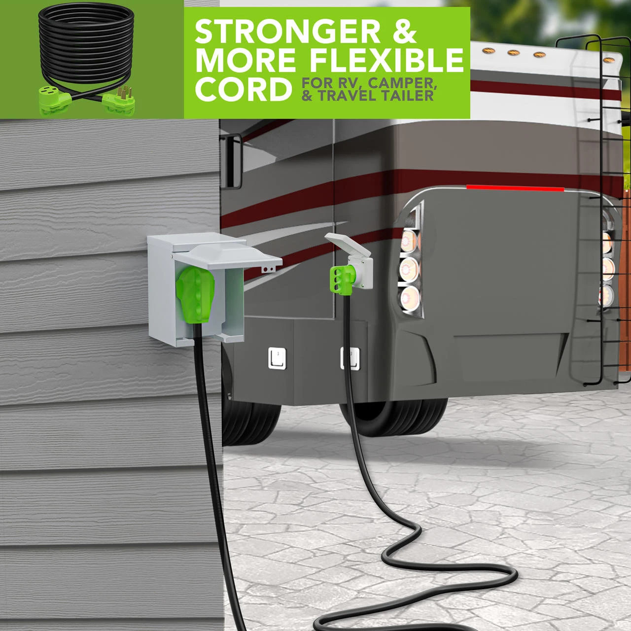 50 Amp RV Power Extension Cord With LED Power Indictor - 50 Amp Male To 50 Amp Female Standard Plug 50 Foot 8 50 Amp RV Power Extension Cord With LED Power Indictor - 50 Amp Male To 50 Amp Female Standard Plug 50 Foot - Image 6