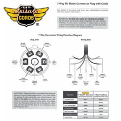 7 Way Inline Extension Cord With Weatherproof Double Prongs Connector (4 Feet) -RV accessories leisure cords 7 way inline extension cord with weatherproof double prongs connector 4 feet 59495.1642098579
