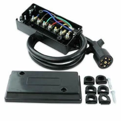 7 Way Plug Inline Trailer Cord With 7 Gang Weatherproof Junction Box (6-Foot)