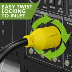 Gen RV 12" L5-30 AMP Locking 3-Prong Plug To Standard RV Receptacle Generator Adapter With Grip -RV accessories leisure cords gen rv 12 l5 30 amp locking 3 prong plug to standard rv receptacle generator adapter with grip 29355.1681446406