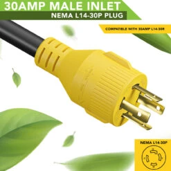 Gen RV 18" 30 AMP Locking 3 Or 4 Prong Plug To Standard RV TT-30R Receptacle Generator Adapter With Grip -RV accessories leisure cords gen rv 18 30 amp locking 3 or 4 prong plug to standard rv tt 30r receptacle generator adapter with grip 19920.1681446424