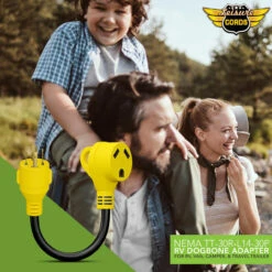 Gen RV 18" 30 AMP Locking 3 Or 4 Prong Plug To Standard RV TT-30R Receptacle Generator Adapter With Grip -RV accessories leisure cords gen rv 18 30 amp locking 3 or 4 prong plug to standard rv tt 30r receptacle generator adapter with grip 43192.1681446432