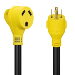 Gen RV 18" 30 AMP Locking 3 Or 4 Prong Plug To Standard RV TT-30R Receptacle Generator Adapter With Grip -RV accessories leisure cords gen rv 18 30 amp locking 3 or 4 prong plug to standard rv tt 30r receptacle generator adapter with grip 89718.1681446419