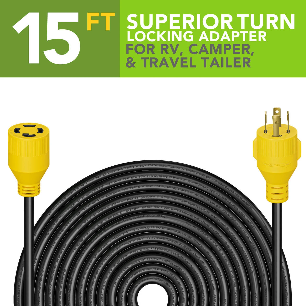 Gen RV 30 Amp Generator Cord, 4-Prong 10 Gauge Heavy Duty L14-30 Generator Power Cord Up To 7,500W 4 Gen RV 30 Amp Generator Cord, 4-Prong 10 Gauge Heavy Duty L14-30 Generator Power Cord Up To 7,500W - Image 2