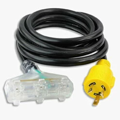 Gen RV 30 Amp To 15 Amp Tri-Outlet 3-Prong Generator Power Cord, 10 Gauge Heavy Duty L5-30 To 3X 5-15R Up To 3750W
