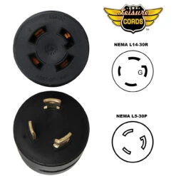 Generator Adapter 3 PRONG L5-30 Male To L14-30 Female -RV accessories leisure cords generator adapter 3 prong l5 30 male to l14 30 female 66719.1642096431
