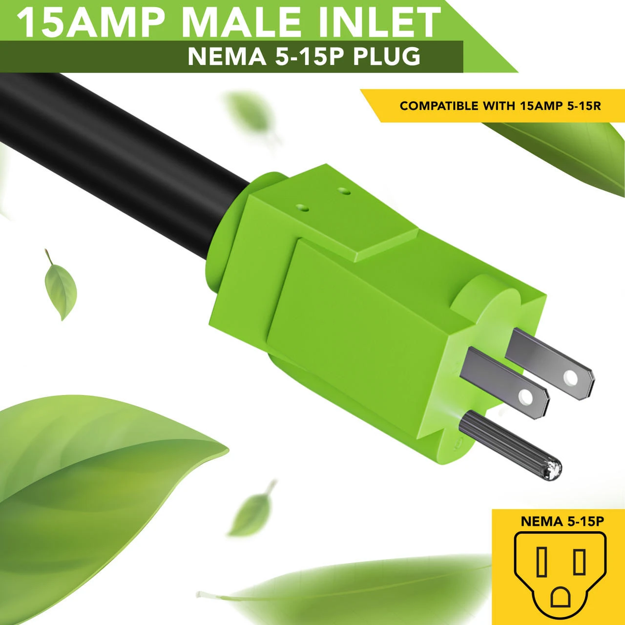 Power Cord Plug Adapter 15 Amp Male To 30 Amp Twist To Lock Female 12" RV Electrical Converter Cord Cable With LED Indicator Light 7 Power Cord Plug Adapter 15 Amp Male To 30 Amp Twist To Lock Female 12" RV Electrical Converter Cord Cable With LED Indicator Light - Image 5