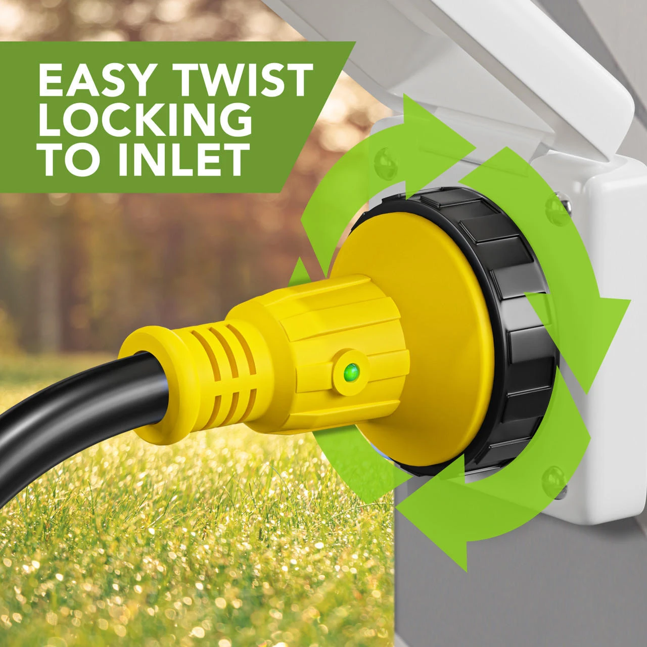 Power Cord Plug Adapter 30 Amp Male To 30 Amp Twist To Lock Female 12" RV Electrical Converter Cord Cable With LED Indicator Light 8 Power Cord Plug Adapter 30 Amp Male To 30 Amp Twist To Lock Female 12" RV Electrical Converter Cord Cable With LED Indicator Light - Image 6