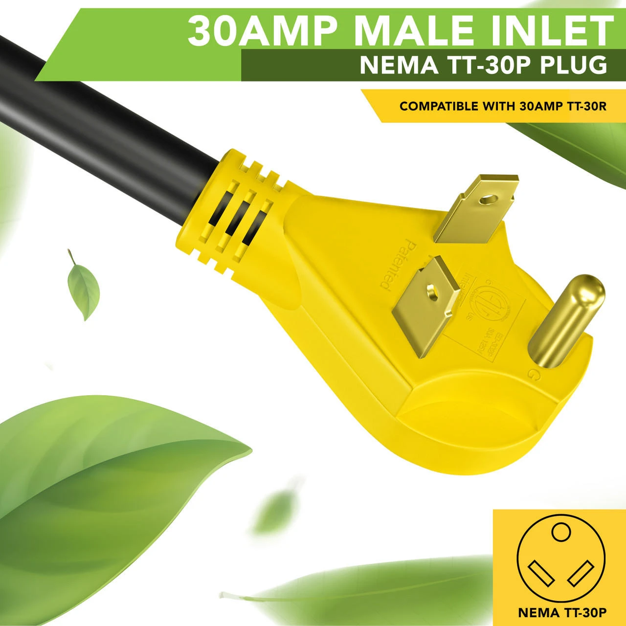 Power Cord Plug Adapter 30 Amp Male To 50 Amp Twist To Lock Female 12" RV Electrical Converter Cord Cable With LED Indicator Light 7 Power Cord Plug Adapter 30 Amp Male To 50 Amp Twist To Lock Female 12" RV Electrical Converter Cord Cable With LED Indicator Light - Image 5