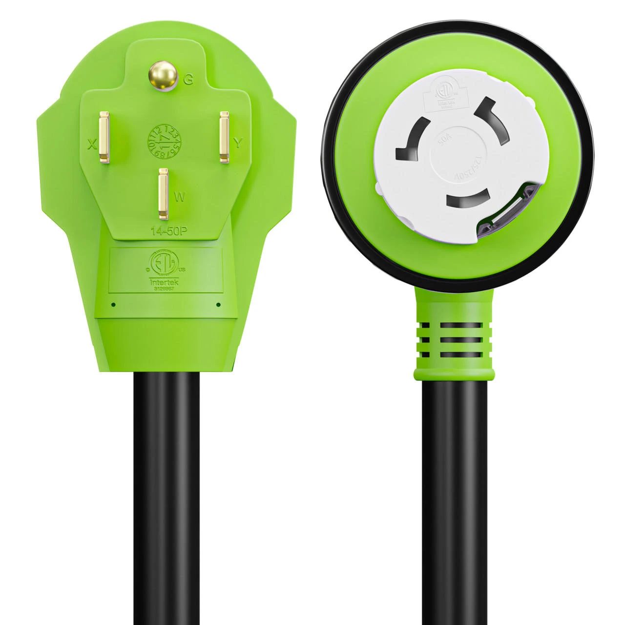 Power Cord Plug Adapter 50 Amp Male To 50 Amp Twist To Lock Female 12" RV Electrical Converter Cord Cable With LED Indicator Light 5 Power Cord Plug Adapter 50 Amp Male To 50 Amp Twist To Lock Female 12" RV Electrical Converter Cord Cable With LED Indicator Light - Image 3