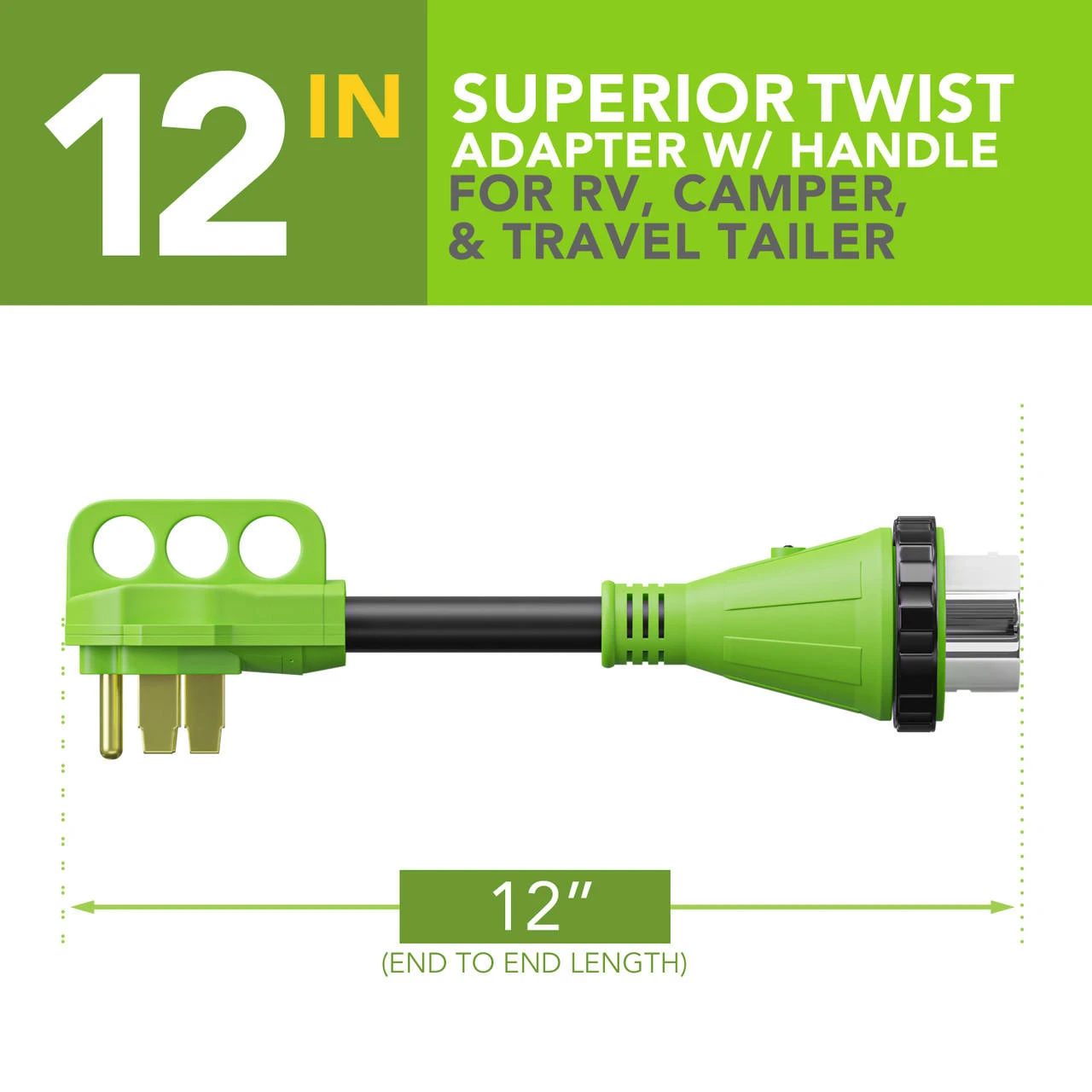 Power Cord Plug Adapter 50 Amp Male To 50 Amp Twist To Lock Female 12" RV Electrical Converter Cord Cable With LED Indicator Light 4 Power Cord Plug Adapter 50 Amp Male To 50 Amp Twist To Lock Female 12" RV Electrical Converter Cord Cable With LED Indicator Light - Image 2