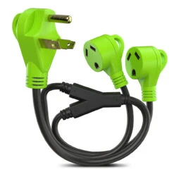 RV Y Adapter Cord 30 Amp Male Plug To Two 30 Amp Female 24" With Handle