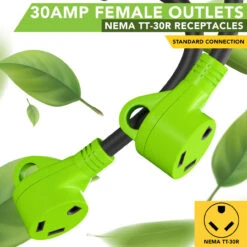 RV Y Adapter Cord 30 Amp Male Plug To Two 30 Amp Female 24" With Handle -RV accessories leisure cords rv y adapter cord 30 amp male plug to two 30 amp female 24 with handle 72857.1678119152